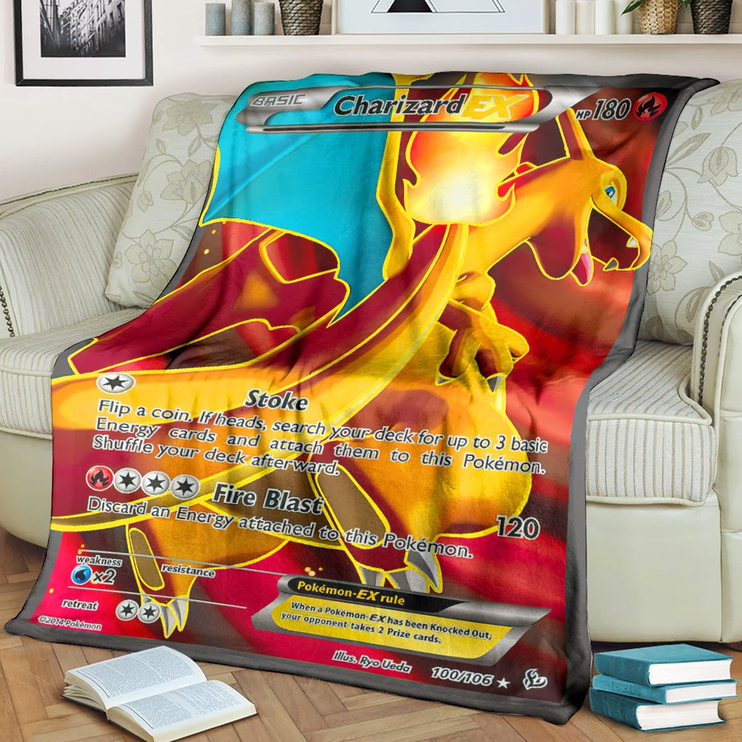 Anime Pkm Charizard Ex Flashfire Custom Soft Blanket / S/(43X55)