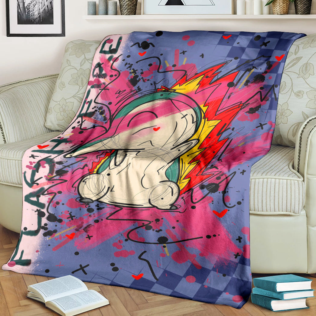 Anime Custom Cindaquil Art Soft Blanket