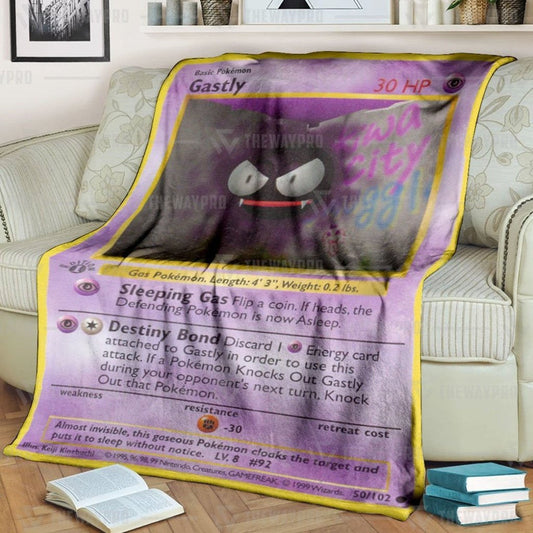 Anime Pkm Gastly 1St Edition Custom Soft Blanket / S/(43X55)