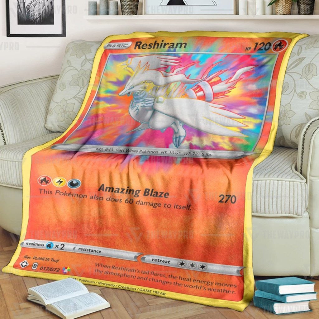 Anime Pkm Reshiram · Shining Fates Custom Soft Blanket / S/(43X55)