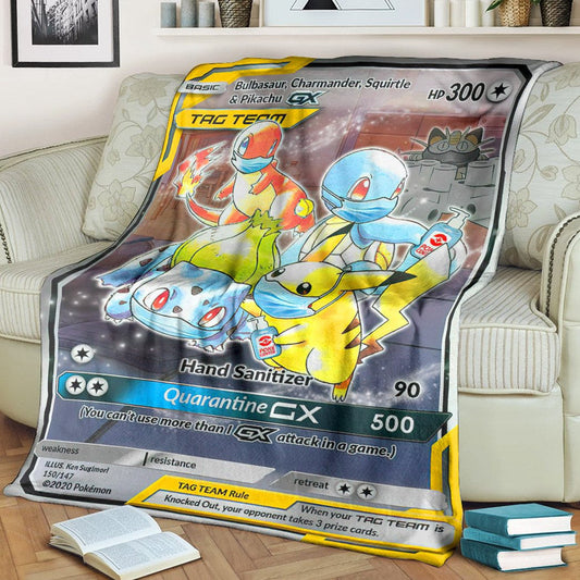 Anime Pkm Quarantine Tag Team Gx Custom Soft Blanket / S/(43X55)