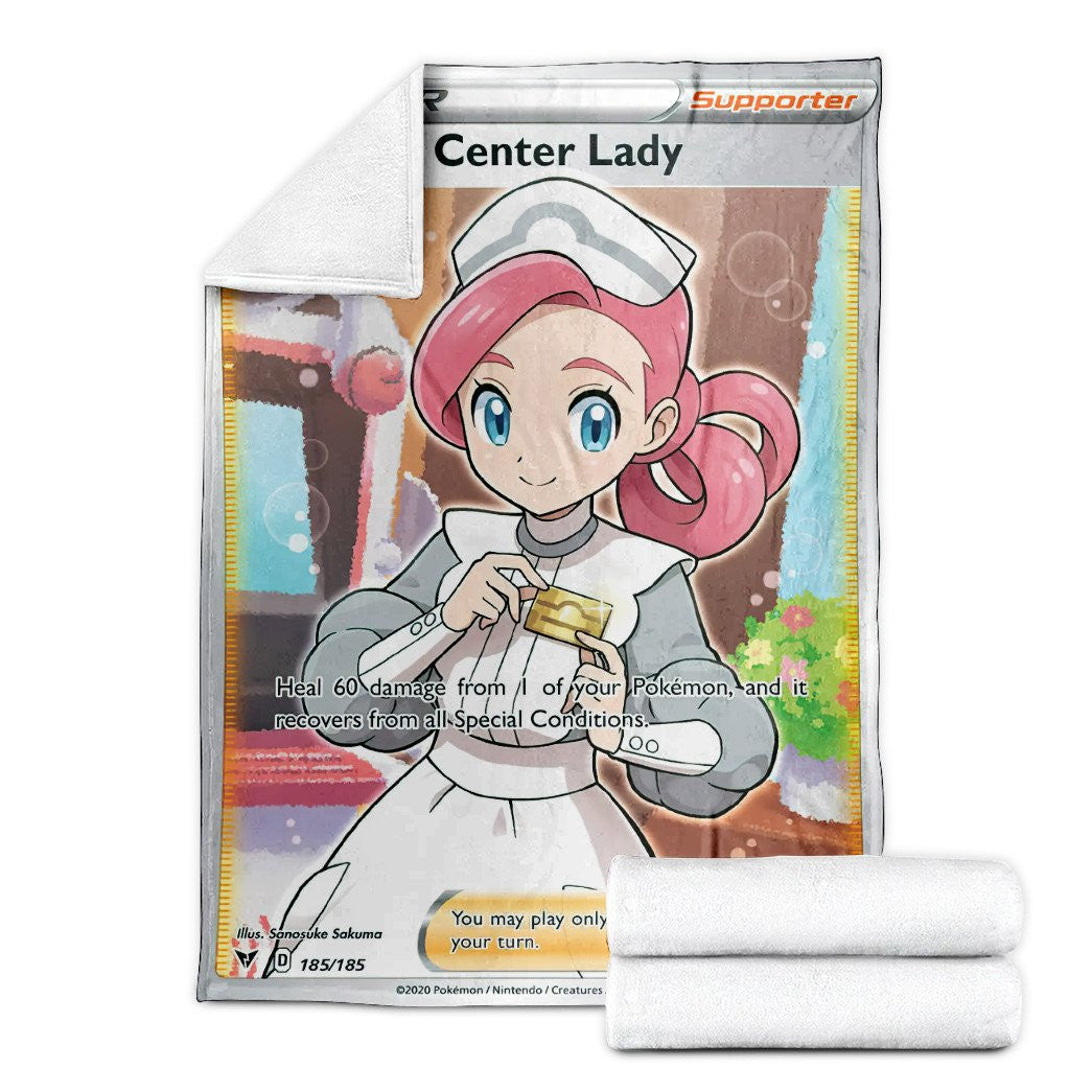 Anime Pkm Pokémon Center Lady Trainer Custom Soft Blanket