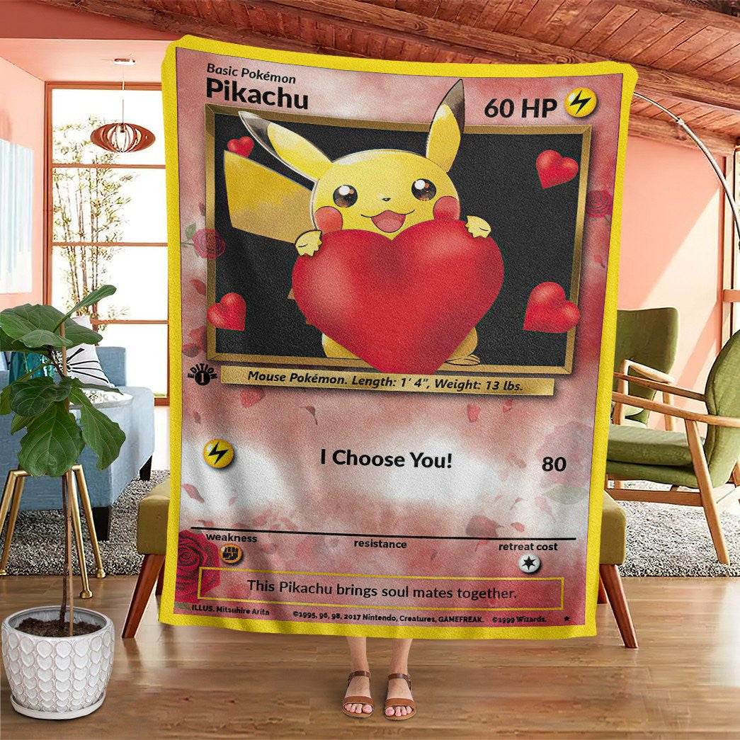 Anime Pkm Pikachu I Choose You Custom Soft Blanket