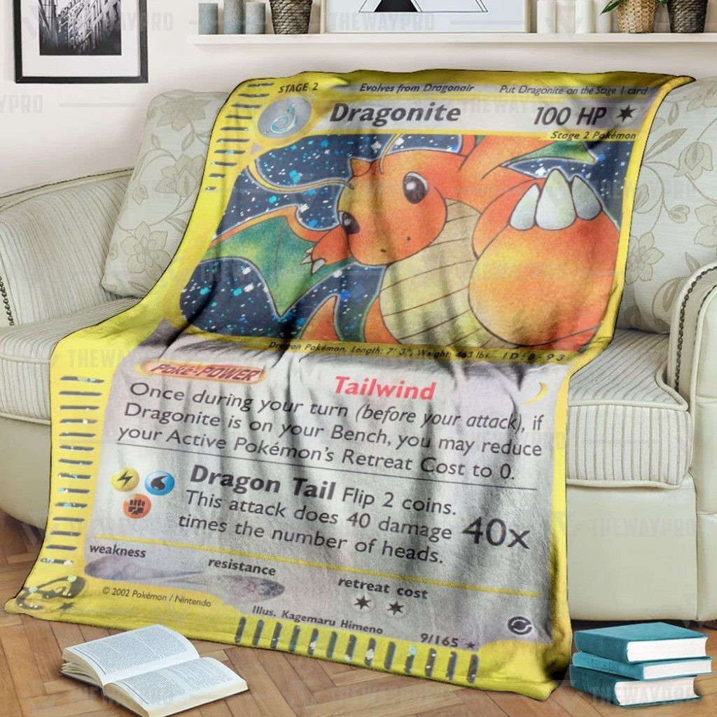 Anime Pkm Dragonite Expedition Holo Custom Soft Blanket