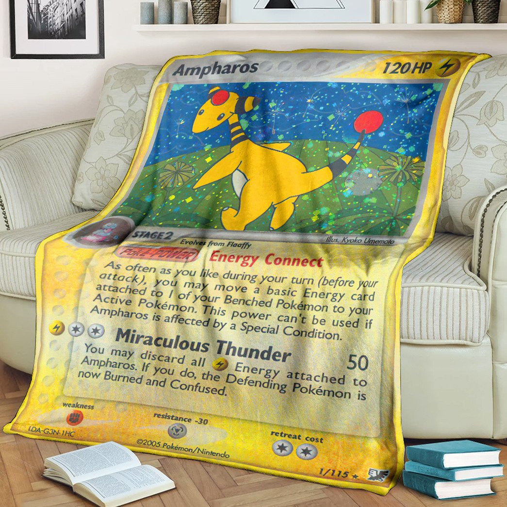 Anime Pkm Ampharos Unseen Forces Custom Soft Blanket / S/(43X55)