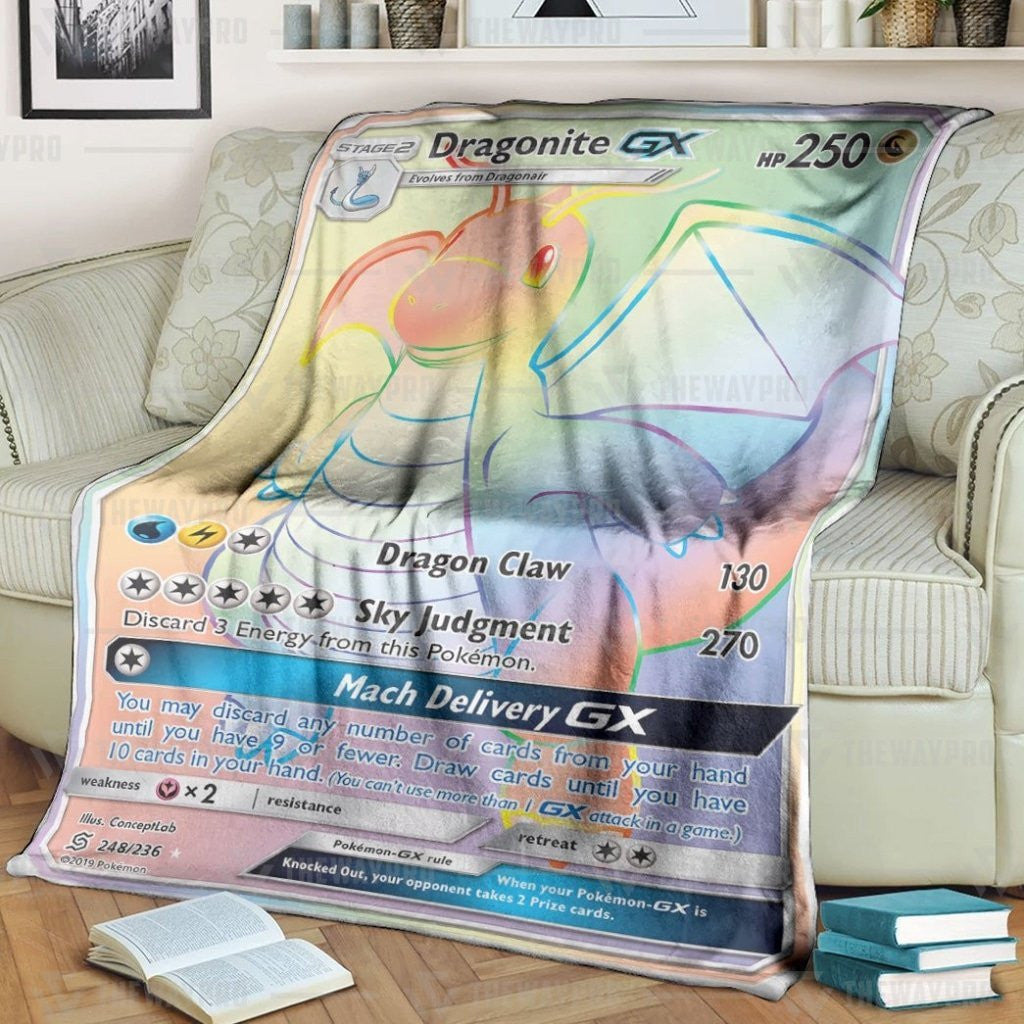 Anime Pkm Dragonite Gx Match Delivery Rainbow Custom Soft Blanket / S/(43X55)