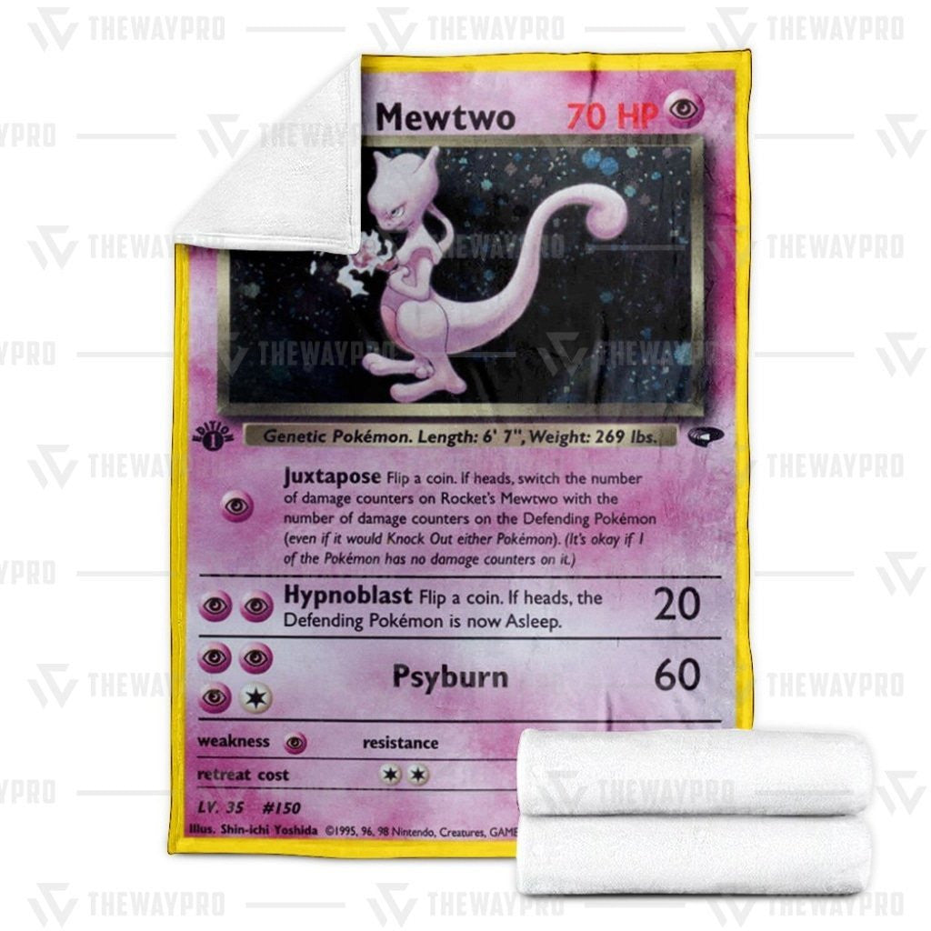 Anime Pkm Rockets Mewtwo Custom Soft Blanket