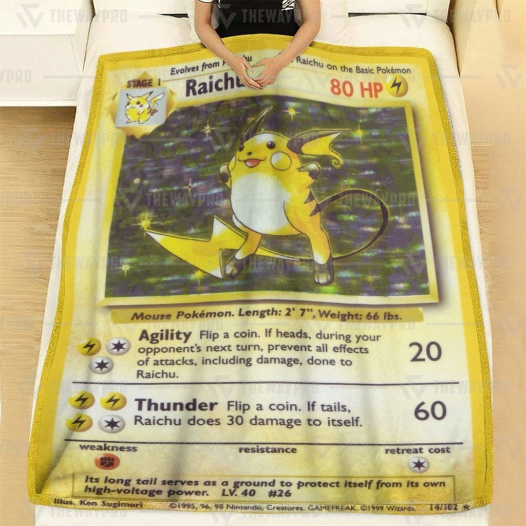 Anime Pkm Raichu Base Set Custom Soft Blanket