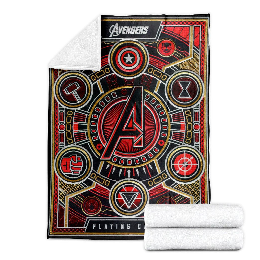 Avengers Playing Card Red Custom Soft Blanket