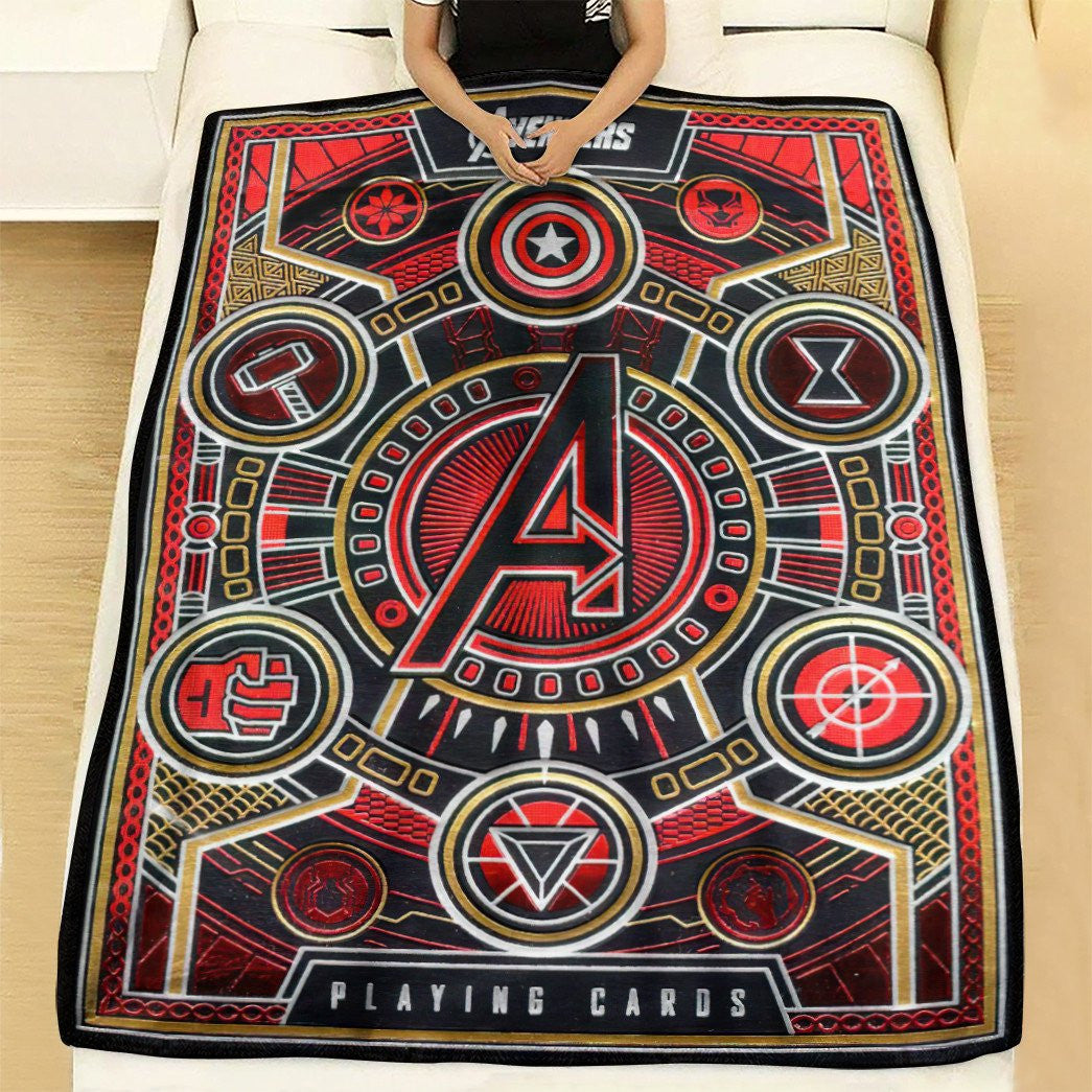 Avengers Playing Card Red Custom Soft Blanket