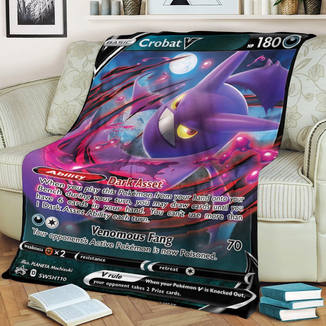 Anime Pkm Crobat V Custom Soft Blanket