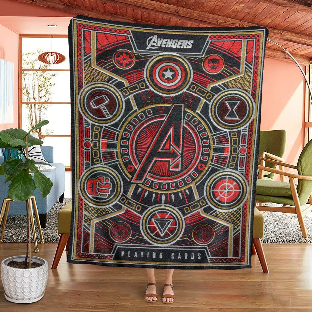 Avengers Playing Card Red Custom Soft Blanket