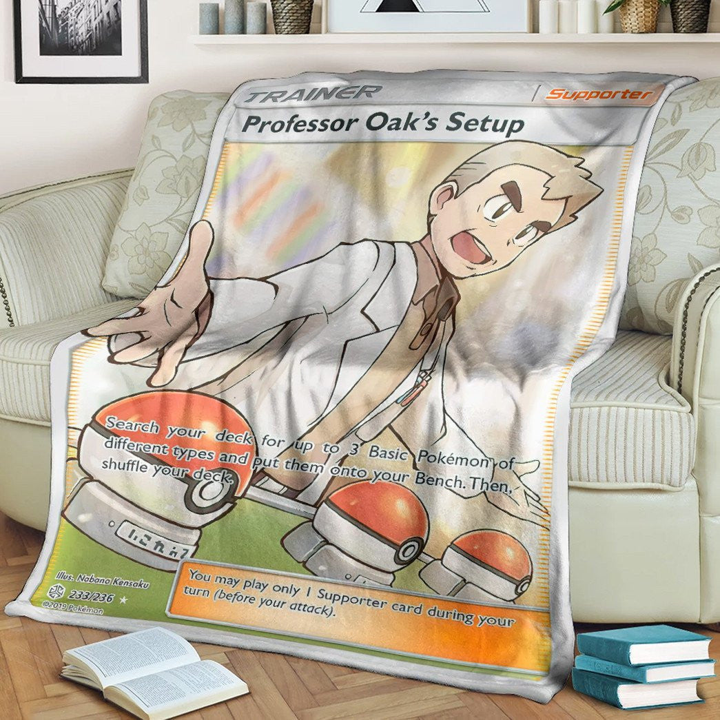 Anime Pkm Professor Oaks Setup Trainer Custom Soft Blanket / S/(43X55)