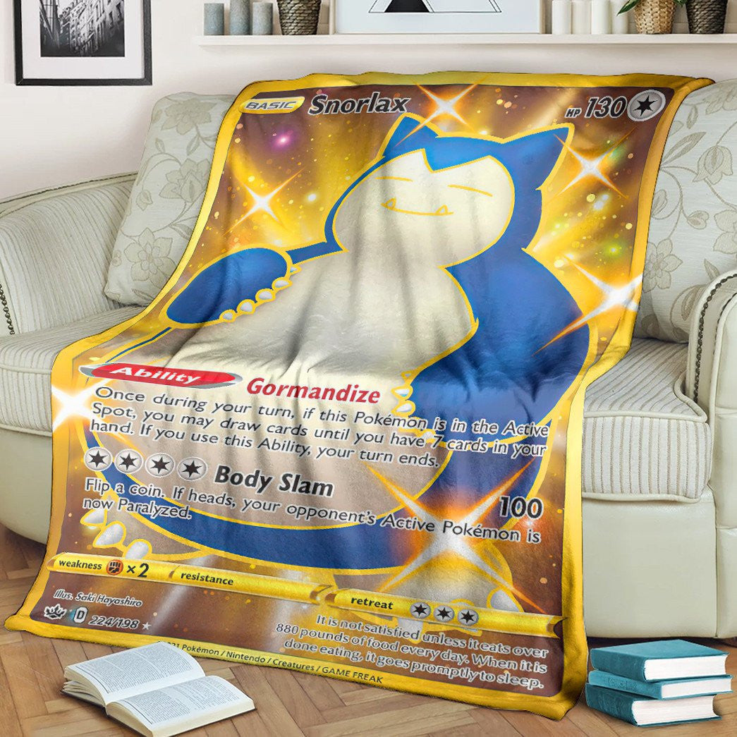 Anime Pkm Snorlax Chilling Reign Custom Soft Blanket / S/(43X55)