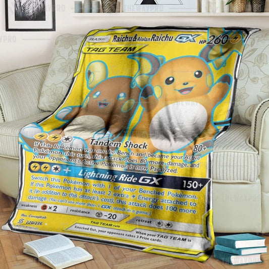 Anime Pkm Raichu & Alolan Raichu-Gx Custom Soft Blanket / S/(43X55)