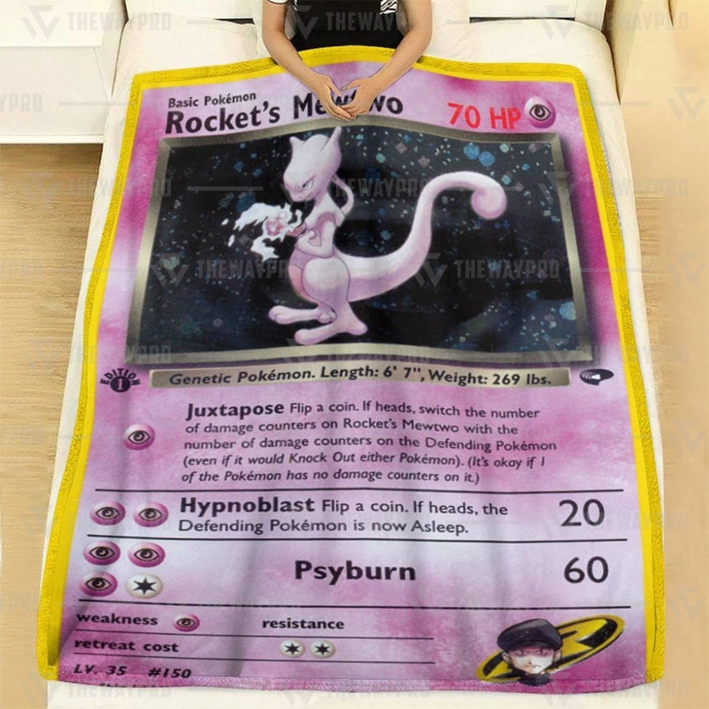 Anime Pkm Rockets Mewtwo Custom Soft Blanket