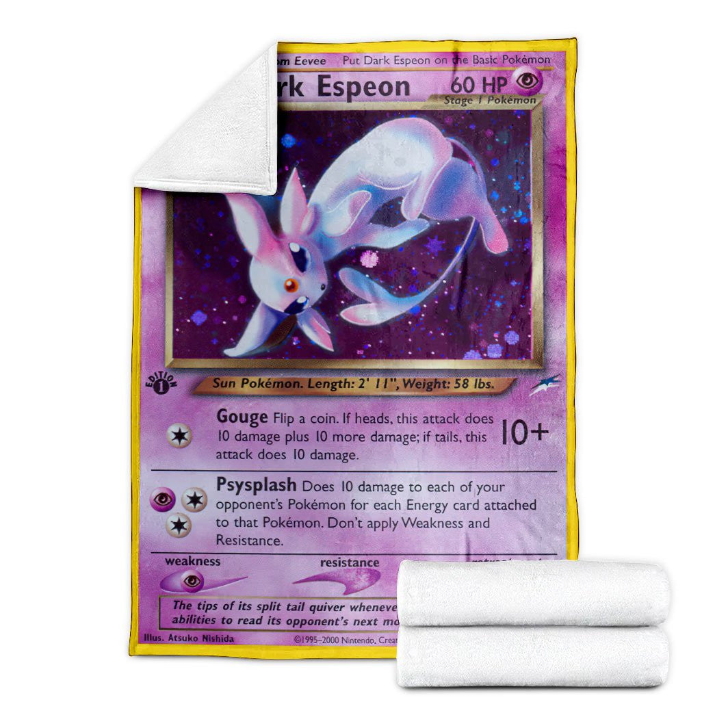 Anime Pkm Dark Espeon Holo 1St Edition Custom Soft Blanket