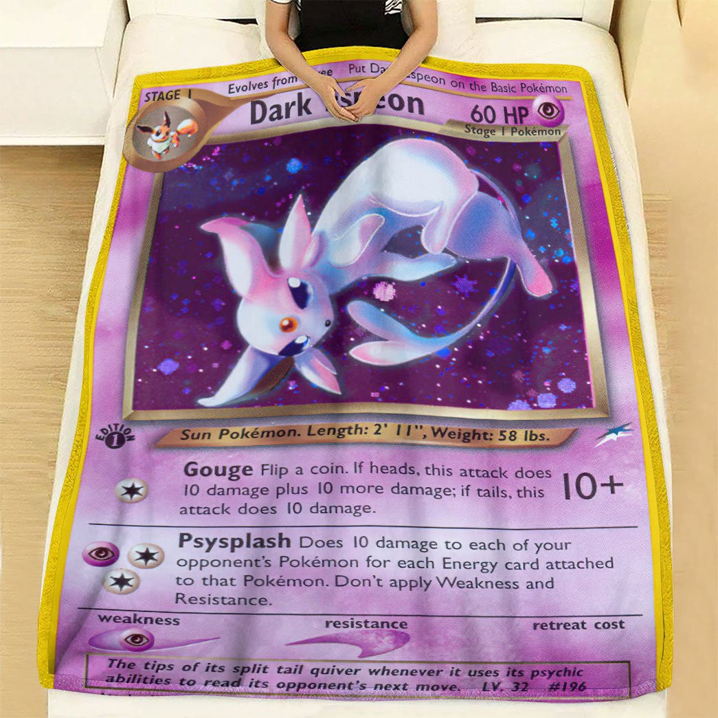 Anime Pkm Dark Espeon Holo 1St Edition Custom Soft Blanket