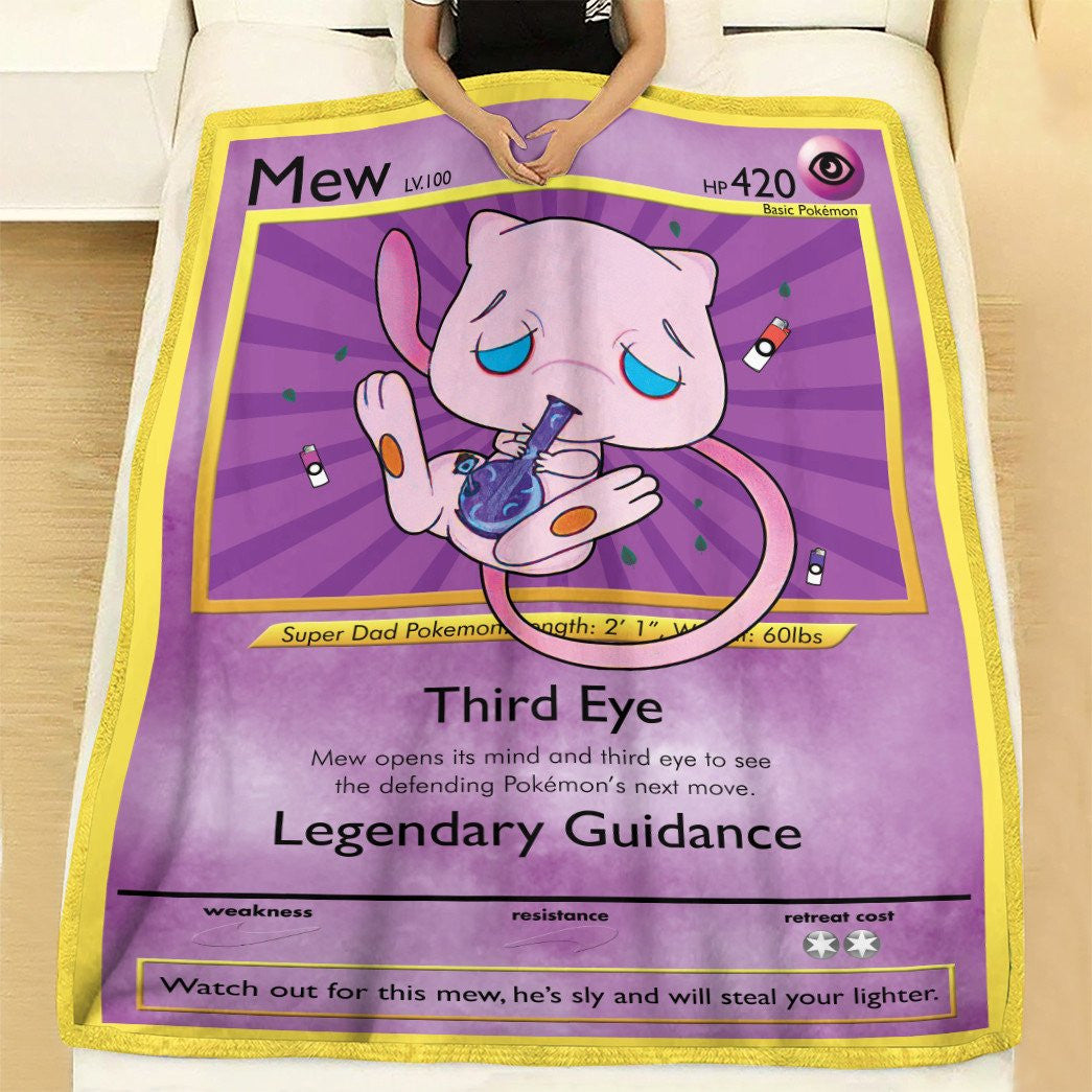 Anime Pkm Stone Mew Custom Soft Blanket