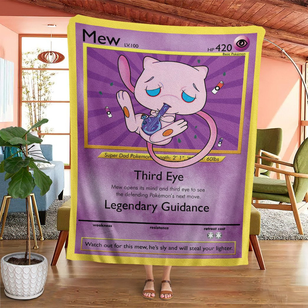 Anime Pkm Stone Mew Custom Soft Blanket