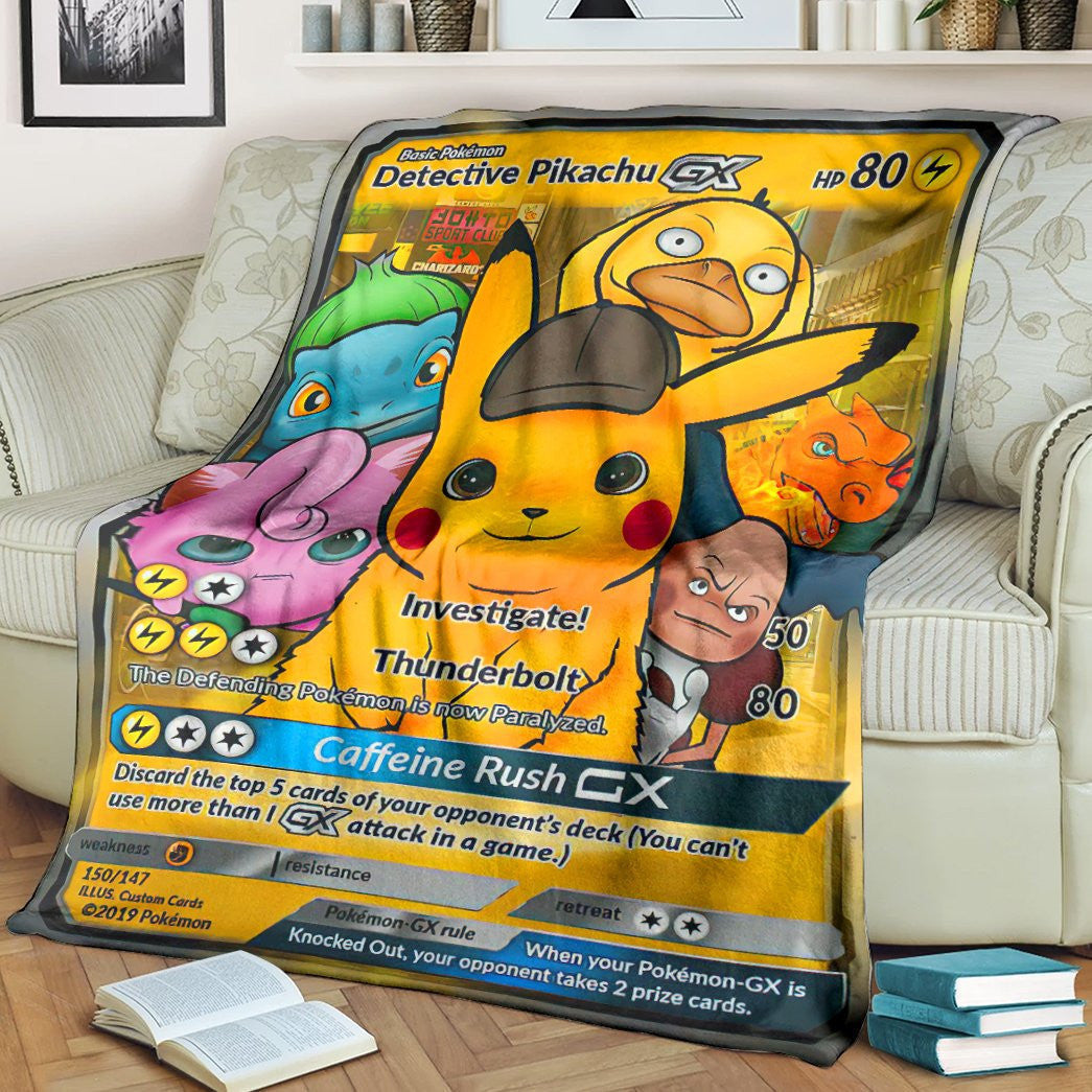 Anime Pkm Detective Pikachu & Friends Gx! Custom Soft Blanket / S/(43X55)