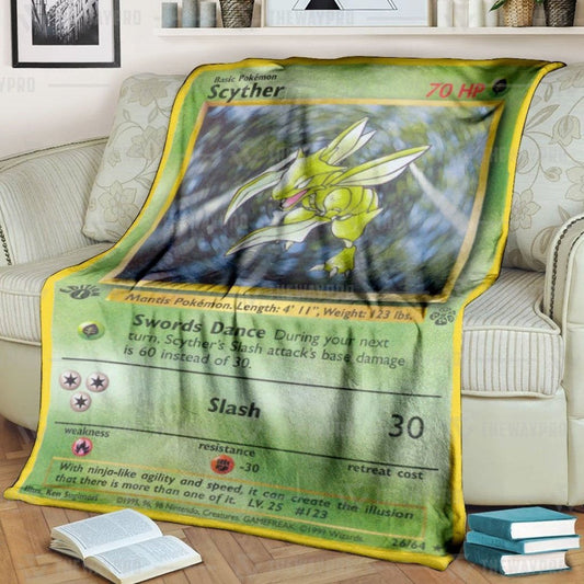 Anime Pkm Scyther 1St Edition Custom Soft Blanket