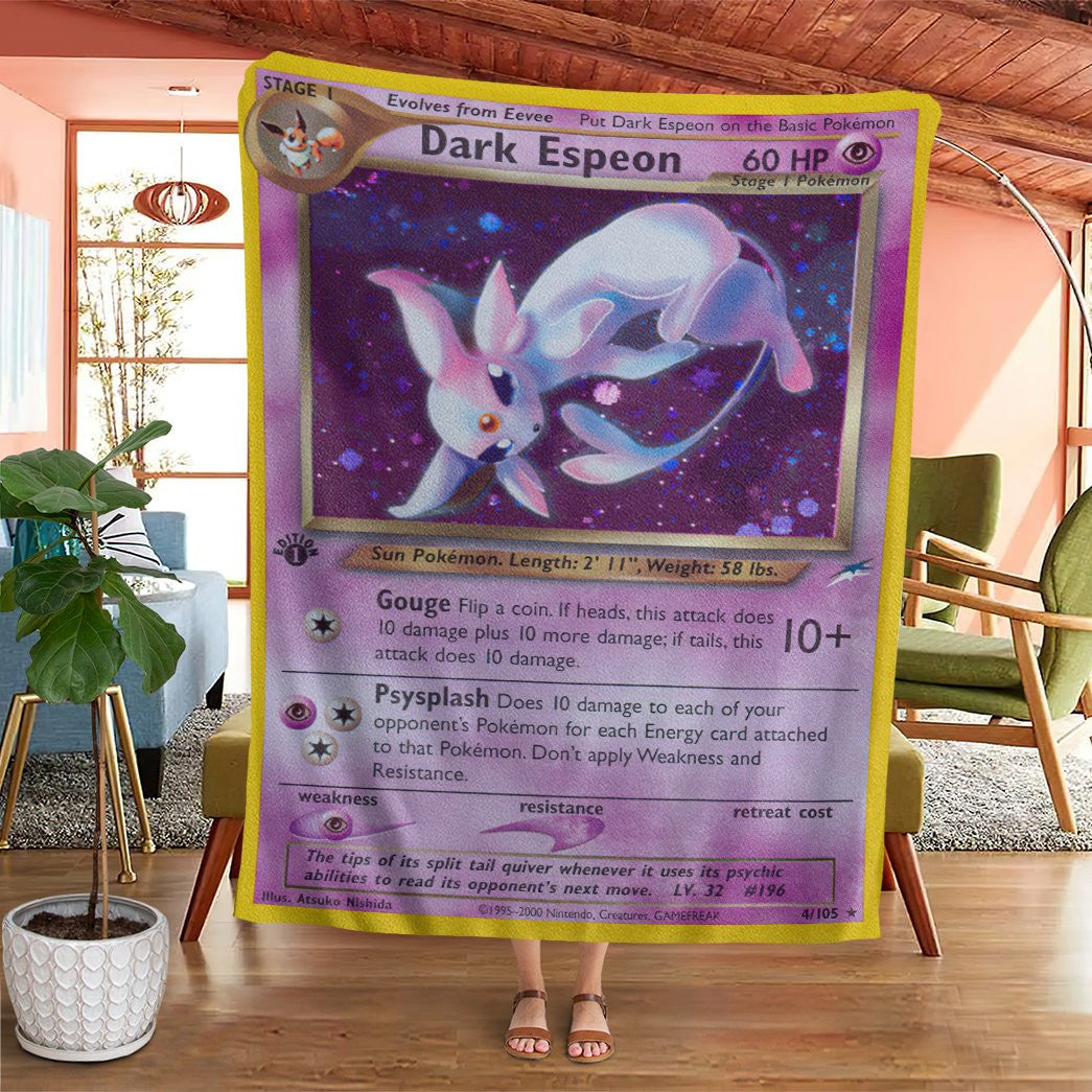 Anime Pkm Dark Espeon Holo 1St Edition Custom Soft Blanket