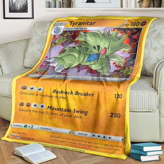 Anime Pkm Tyranitar Darkness Ablaze Custom Soft Blanket / S/(43X55)