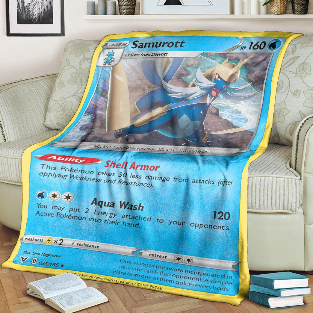 Anime Pkm Samurott Vivid Voltage Custom Soft Blanket / S/(43X55)