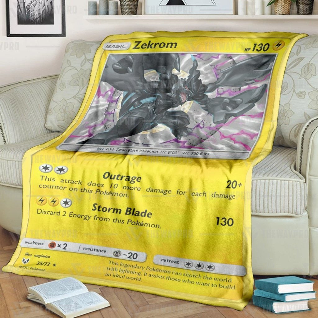 Anime Pkm Zekrom Shining Legends Custom Soft Blanket / S/(43X55)