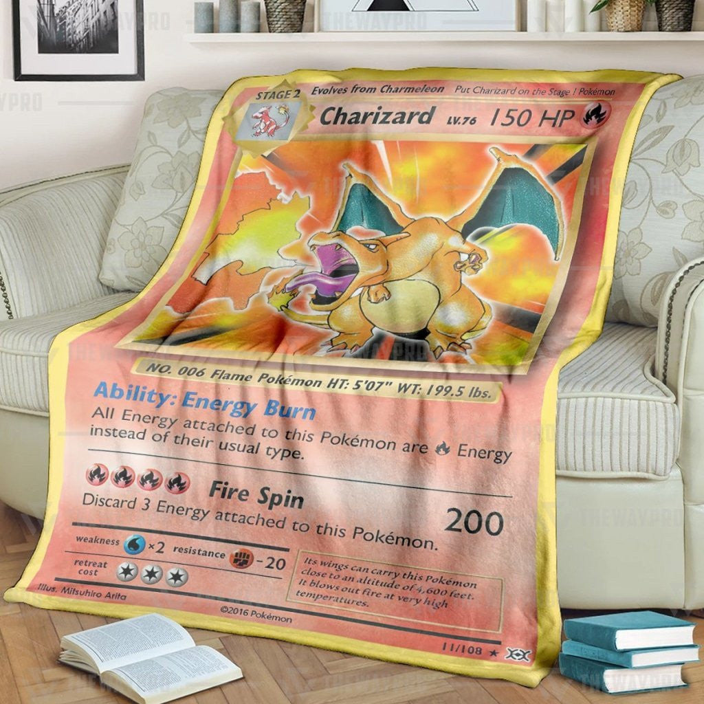 Anime Pkm Charizard Evolutions Custom Soft Blanket / S/(43X55)