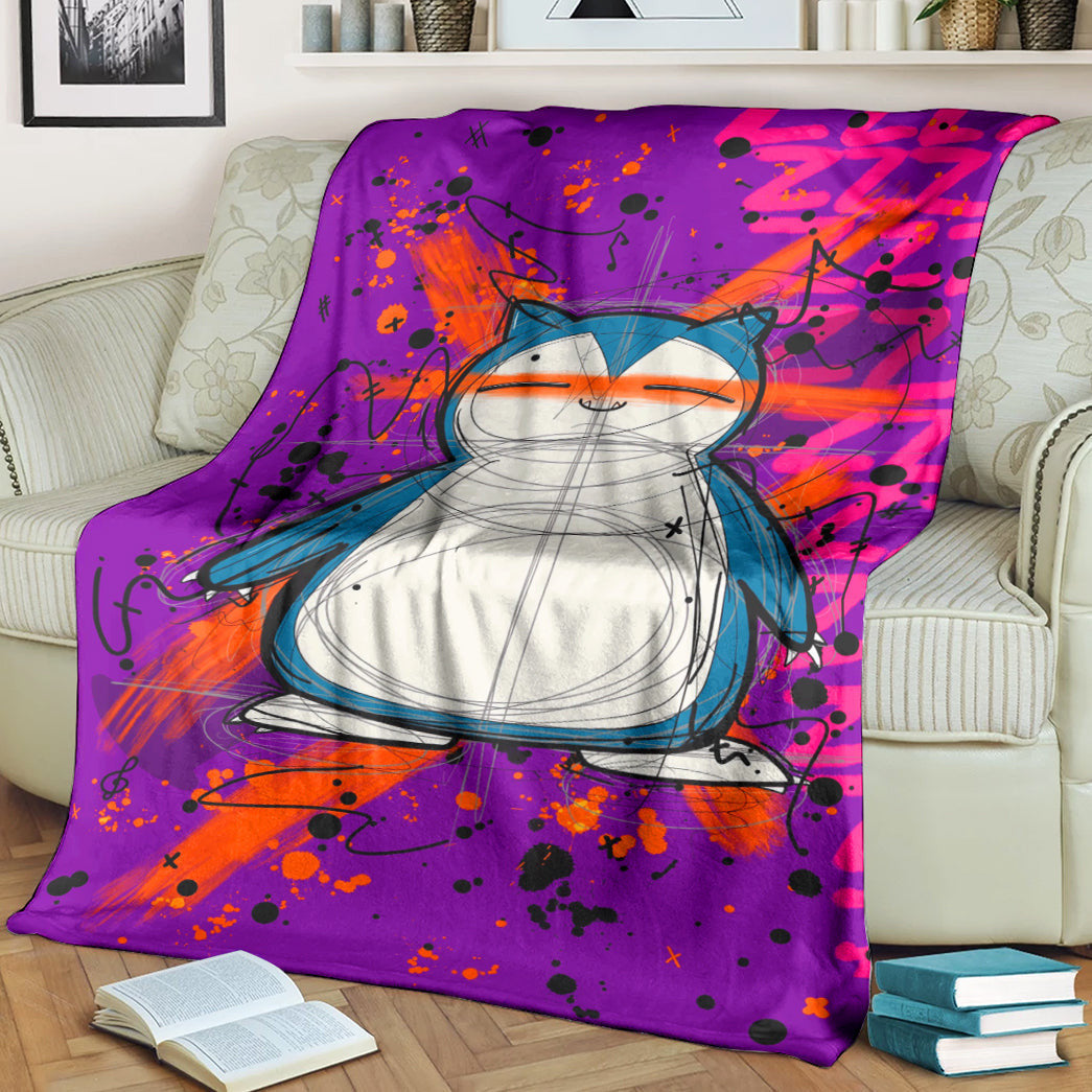 Anime Custom Snorlax Art Soft Blanket