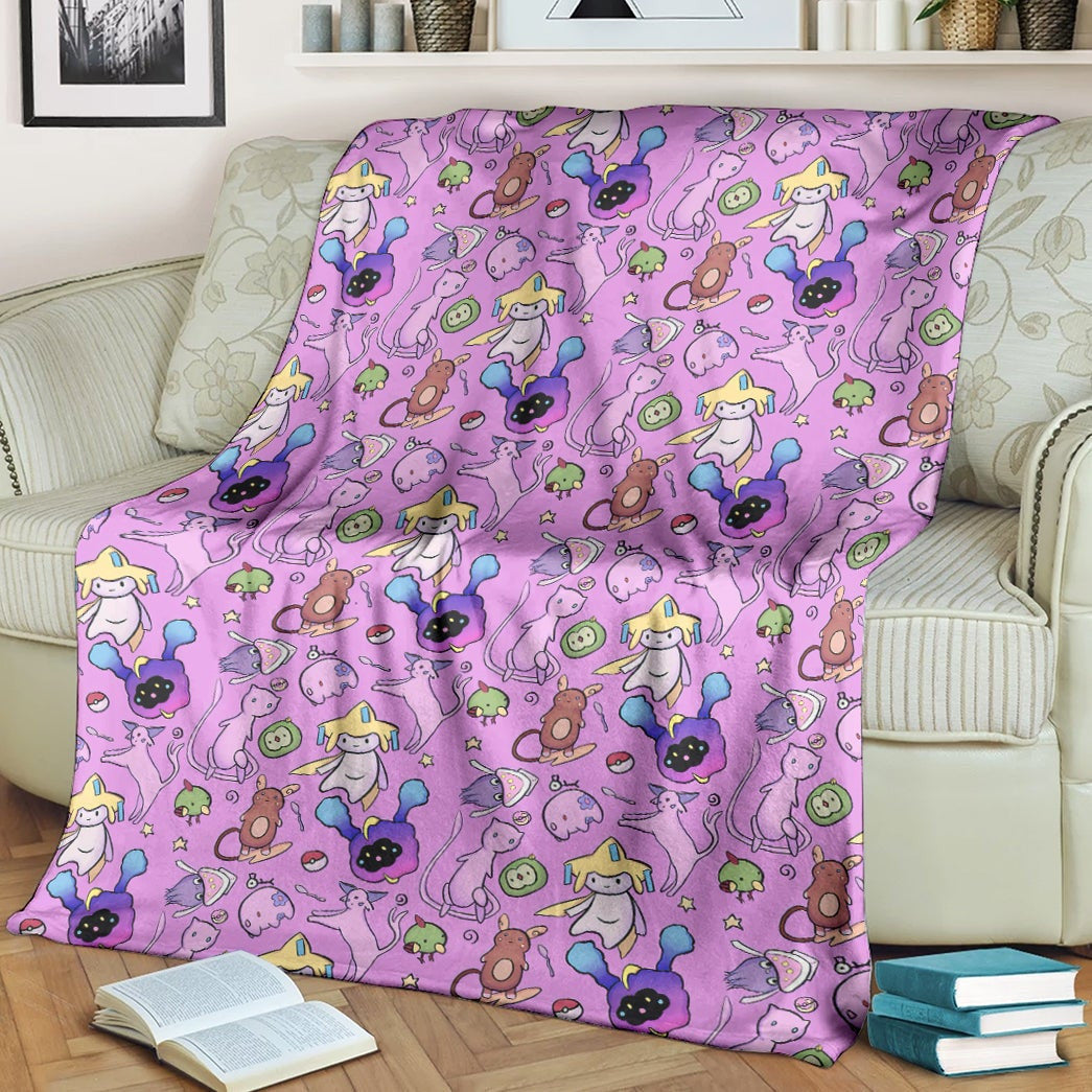 Anime Pkm Pink Seamless Pattern Custom Soft Blanket / S/(43X55)