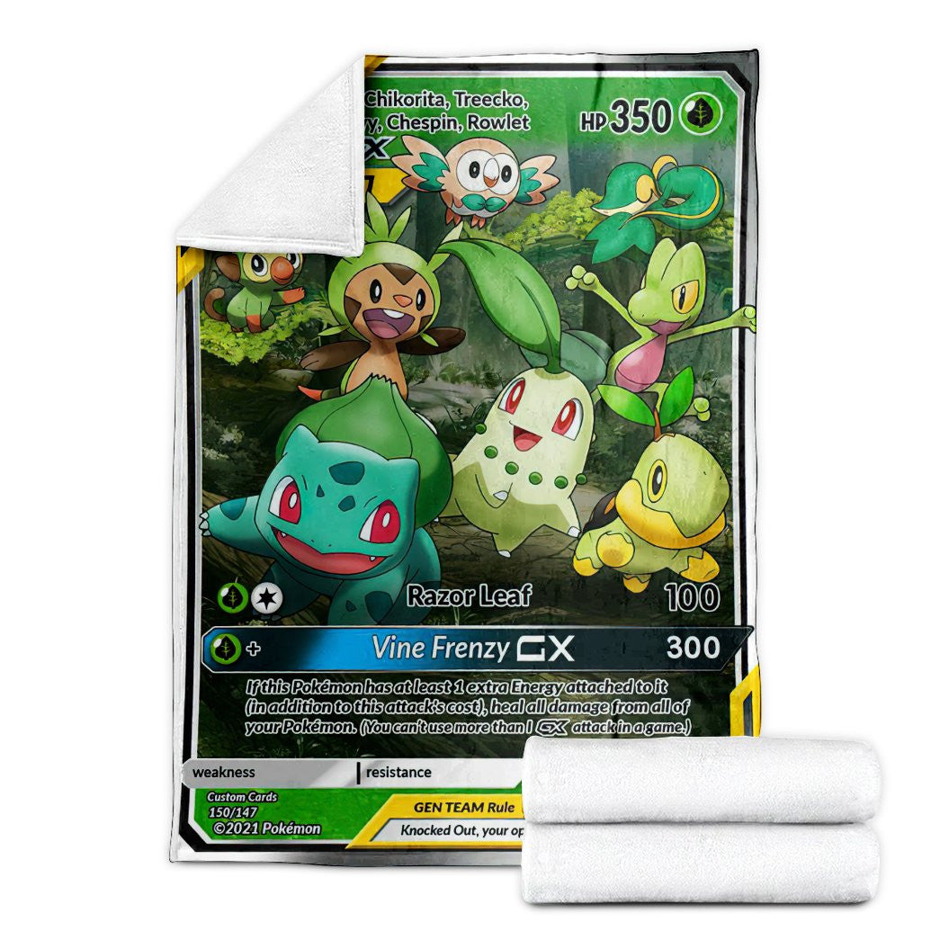 Anime Pkm Leaf Generation Tag Gx Custom Soft Blanket