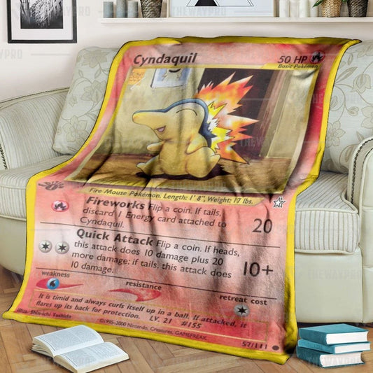 Anime Pkm Cyndaquil 1St Edition Fireworks Custom Soft Blanket / S/(43X55)