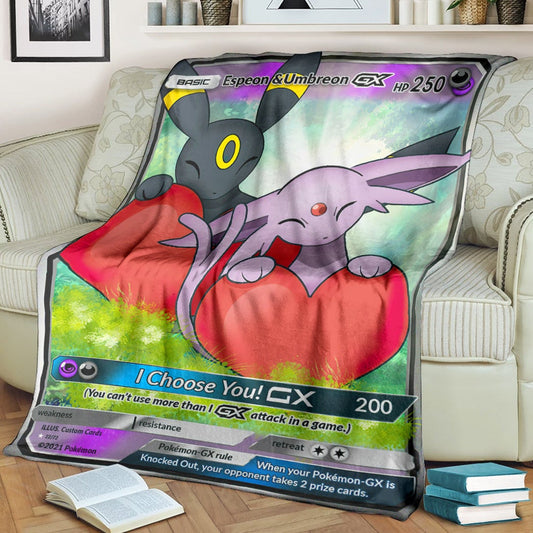 Anime Pkm Espeon & Umbreon I Choose You Custom Soft Blanket / S/(43X55)