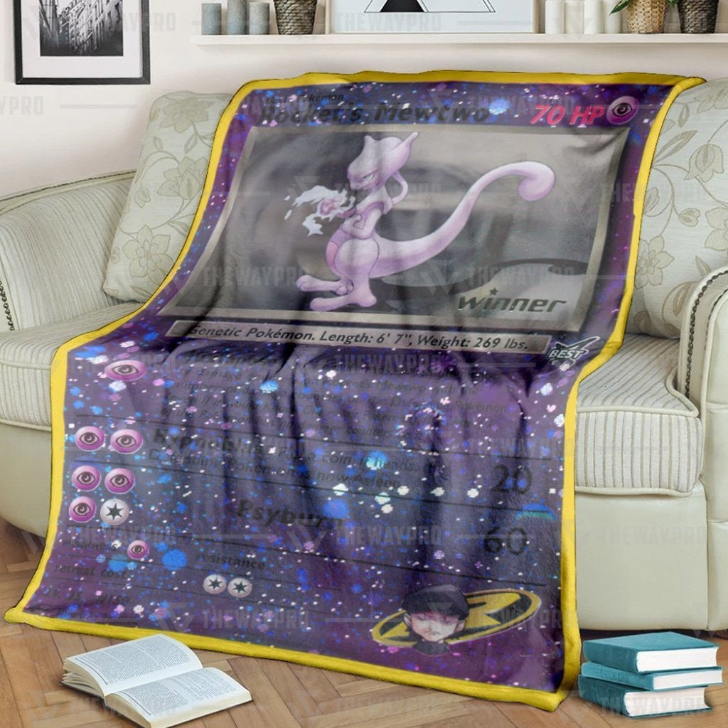 Anime Pkm Rockets Mewtwo Custom Soft Blanket / S/(43X55)