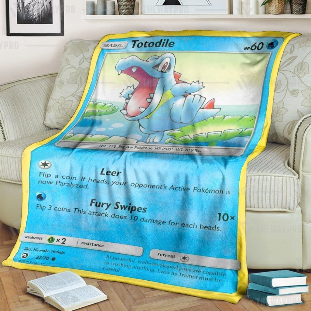 Anime Pkm Totodile Custom Soft Blanket