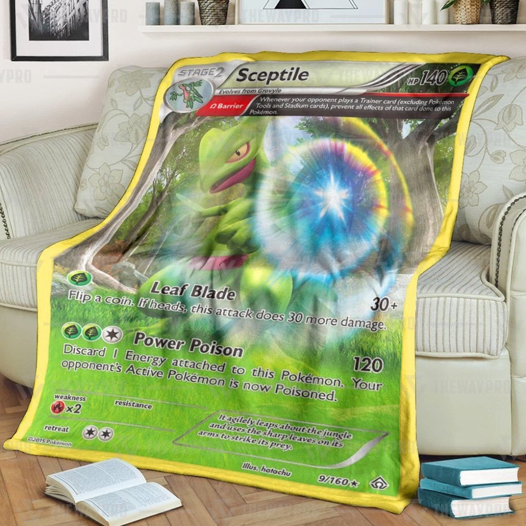 Anime Pkm Sceptile Primal Clash Custom Soft Blanket / S/(43X55)