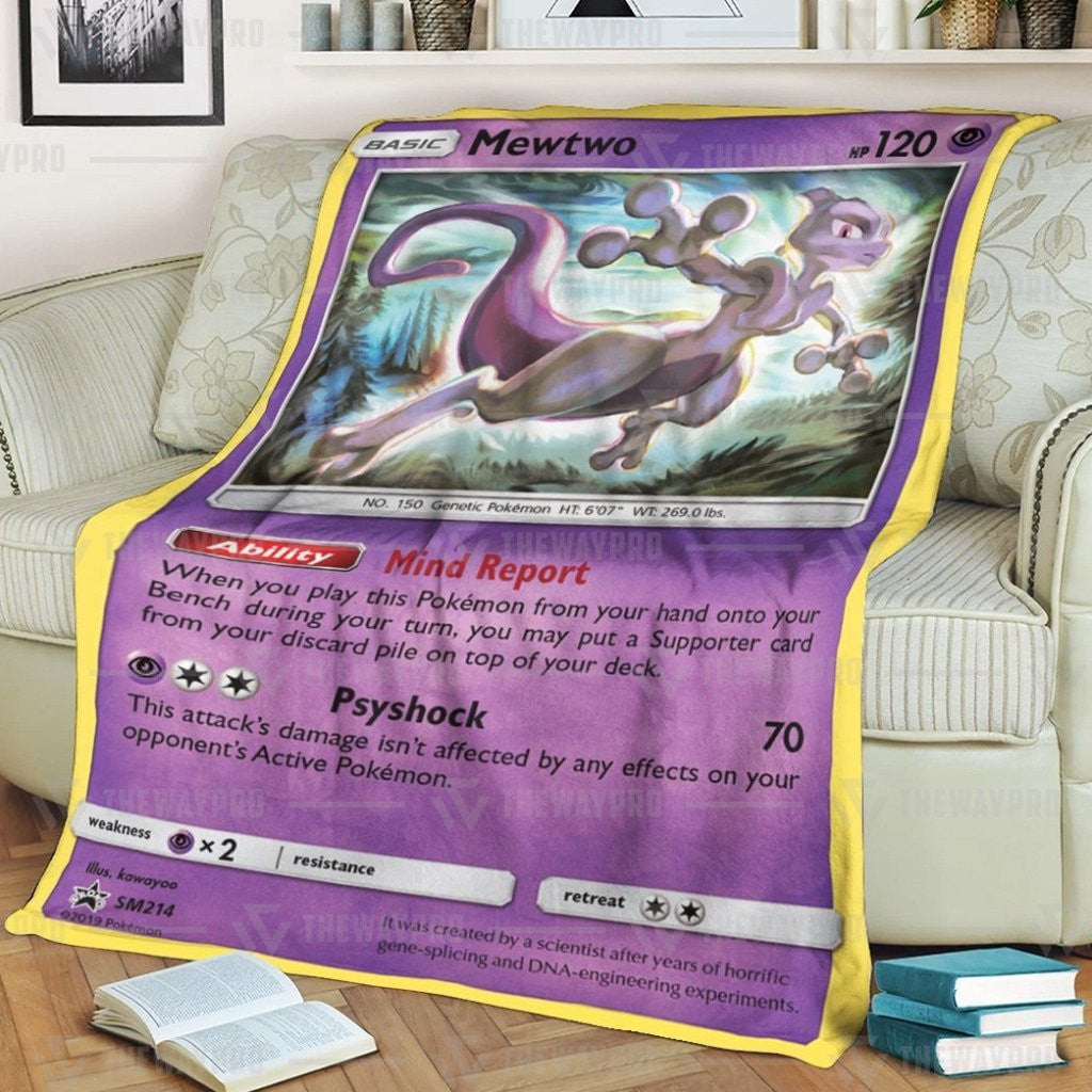 Anime Pkm Mewtwo Sun And Moon Custom Soft Blanket / S/(43X55)