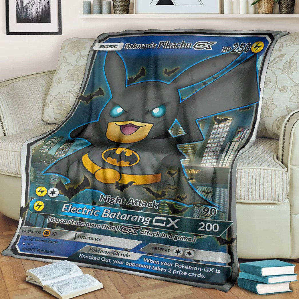 Anime Pkm Batmans Pikachu Custom Soft Blanket / S/(43X55)