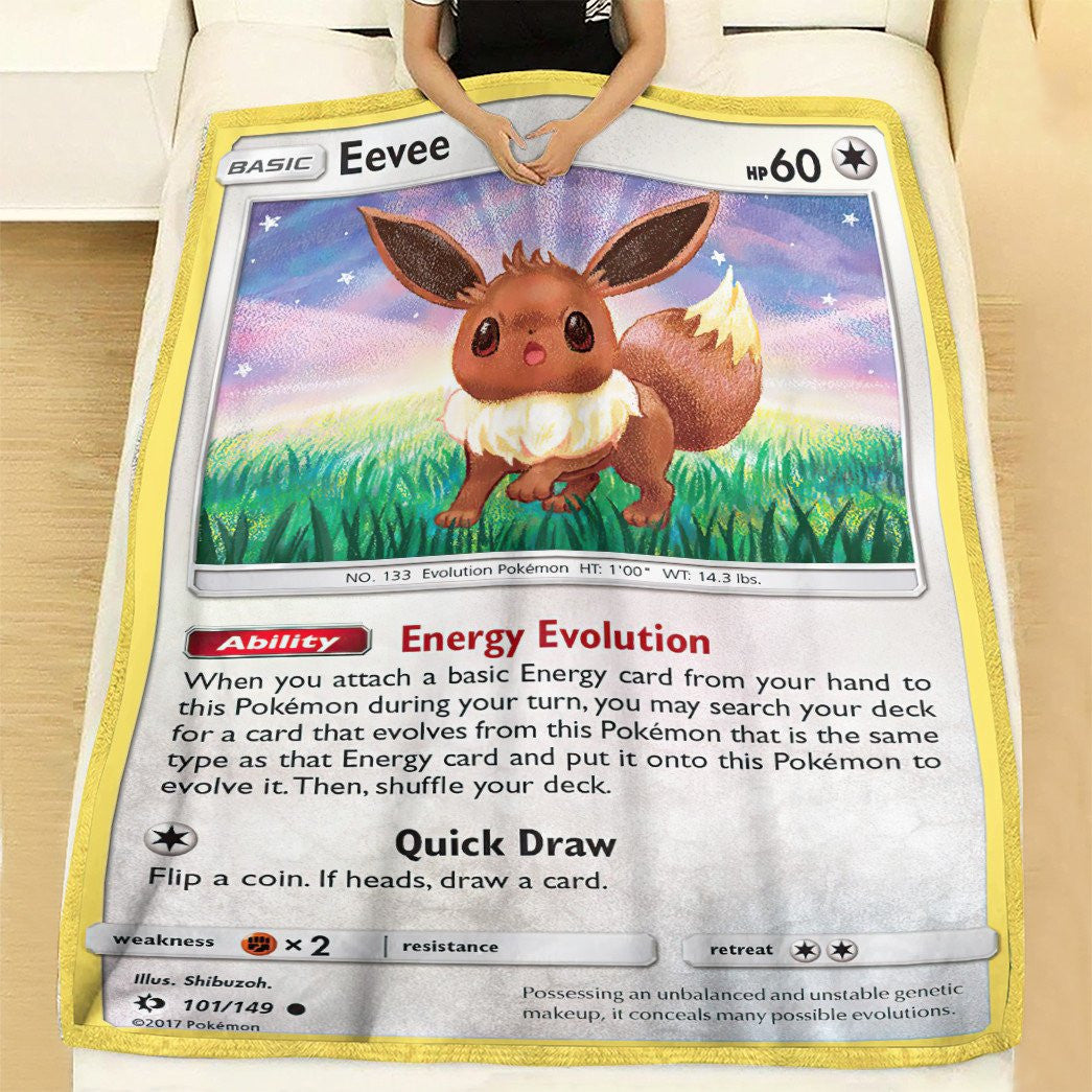 Anime Pkm Eevee Sun & Moon Custom Soft Blanket