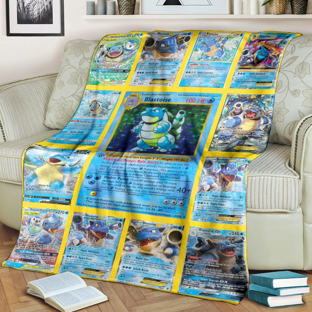 Anime Pkm Blastoise Cards Version 2 Custom Soft Blanket / S/(43X55)