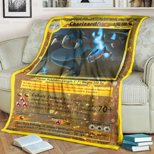 Anime Pkm Mega Charizard Custom Soft Blanket / S/(43X55)