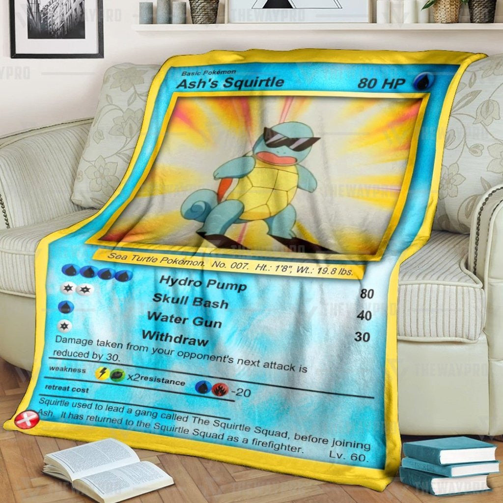 Anime Pkm Ashs Squirtle Custom Soft Blanket / S/(43X55)