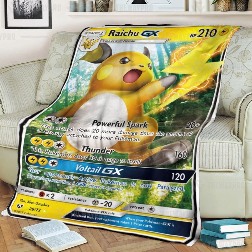 Anime Pkm Raichu-Gx Shining Legends Custom Soft Blanket / S/(43X55)