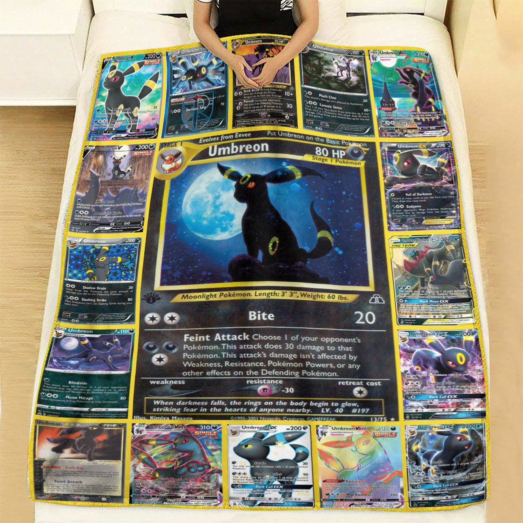 Anime Pkm Umbreon Cards Custom Soft Blanket