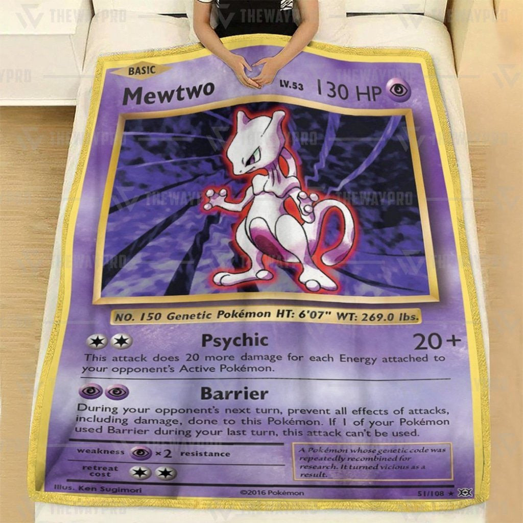 Anime Pkm Mewtwo Evolutions Custom Soft Blanket