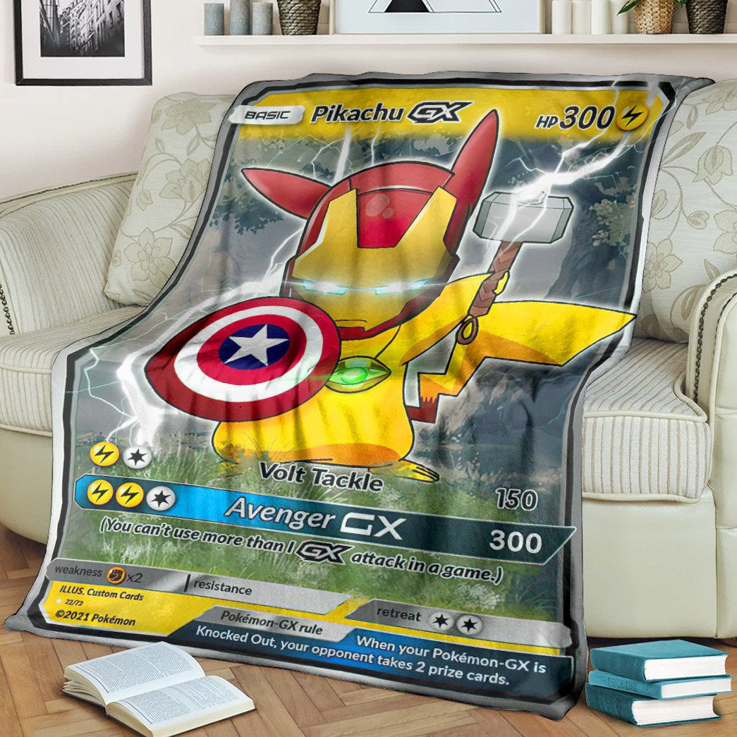 Anime Pkm Pikachu The Avenger Gx Custom Soft Blanket / S/(43X55)