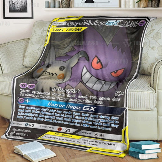 Anime Pkm Gengar & Mimikyu-Gx ·team Up Custom Soft Blanket / S/(43X55)